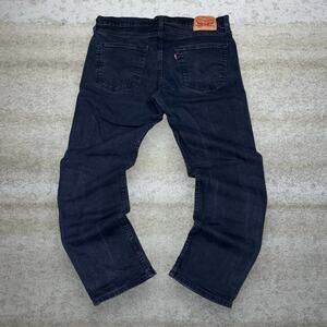 Vintage Y2K Levis Jeans 502 36x32 Regular Taper Fit Jet Black Wash Denim Red Tab